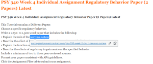 PSY 340 Week 4 Individual Assignment Regulatory Behavior Paper (2 Papers) Latest