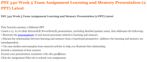 PSY 340 Week 5 Team Assignment Learning and Memory Presentation (2 PPT) Latest