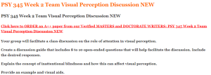 PSY 345 Week 2 Team Visual Perception Discussion NEW