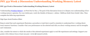 PSY 352 Week 2 Discussion Understanding Working Memory Latest