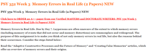 PSY 352 Week 3  Memory Errors in Real Life (2 Papers) NEW