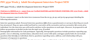 PSY 3530 Week 3  Adult Development Interview Project NEW