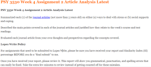 PSY 3530 Week 4 Assignment 2 Article Analysis Latest