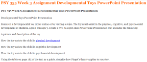 PSY 355 Week 3 Assignment Developmental Toys PowerPoint Presentation