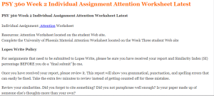 PSY 360 Week 2 Individual Assignment Attention Worksheet Latest