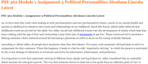 PSY 362 Module 1 Assignment 3 Political Personalities Abraham Lincoln Latest