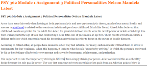 PSY 362 Module 1 Assignment 3 Political Personalities Nelson Mandela Latest