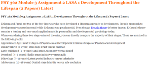 PSY 362 Module 3 Assignment 2 LASA 1 Development Throughout the Lifespan (2 Papers) Latest