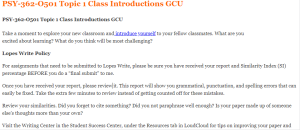 PSY-362-O501 Topic 1 Class Introductions GCU