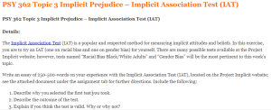 PSY 362 Topic 3 Implicit Prejudice – Implicit Association Test (IAT)