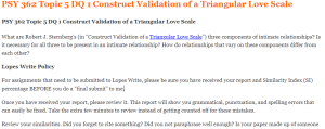 PSY 362 Topic 5 DQ 1 Construct Validation of a Triangular Love Scale