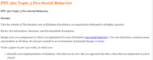 PSY 362 Topic 5 Pro-Social Behavior