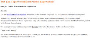 PSY 362 Topic 6 Stanford Prison Experiment