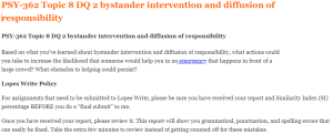 PSY-362 Topic 8 DQ 2 bystander intervention and diffusion of responsibility