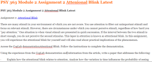 PSY 363 Module 2 Assignment 2 Attenional Blink Latest