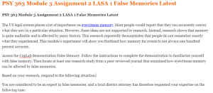 PSY 363 Module 3 Assignment 2 LASA 1 False Memories Latest