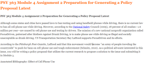 PSY 363 Module 4 Assignment 2 Preparation for Generating a Policy Proposal Latest