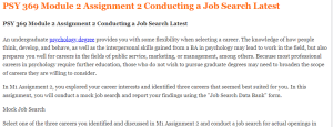 PSY 369 Module 2 Assignment 2 Conducting a Job Search Latest