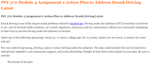 PSY 370 Module 4 Assignment 2 Action Plan to Address Drunk Driving Latest