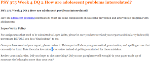 PSY 375 Week 4 DQ 2 How are adolescent problems interrelated