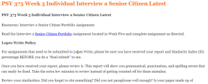 PSY 375 Week 5 Individual Interview a Senior Citizen Latest