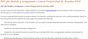 PSY 381 Module 5 Assignment 1 Course Project Part II—Practice NEW