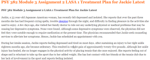 PSY 382 Module 3 Assignment 2 LASA 1 Treatment Plan for Jackie Latest