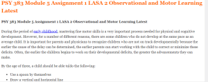 PSY 383 Module 5 Assignment 1 LASA 2 Observational and Motor Learning Latest