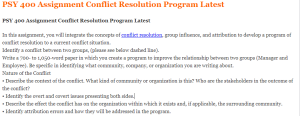 PSY 400 Assignment Conflict Resolution Program Latest