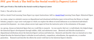 PSY 400 Week 2 The Self in the Social world (2 Papers) Latest