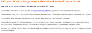 PSY 4001 Week 2 Assignment 2 Alcohol and Related Issues Latest