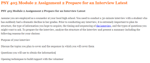 PSY 405 Module 2 Assignment 2 Prepare for an Interview Latest