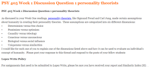 PSY 405 Week 1 Discussion Question 1 personality theorists