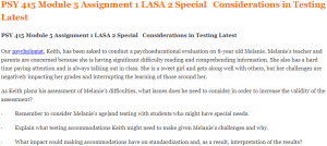 PSY 415 Module 5 Assignment 1 LASA 2 Special   Considerations in Testing Latest