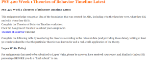 PSY 420 Week 1 Theories of Behavior Timeline Latest