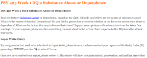 PSY 425 Week 1 DQ 2 Substance Abuse or Dependence