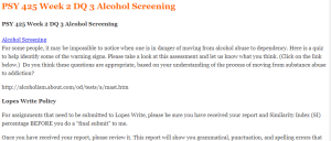 PSY 425 Week 2 DQ 3 Alcohol Screening