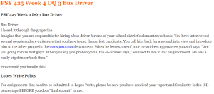 PSY 425 Week 4 DQ 3 Bus Driver