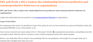 PSY 428 Week 2 DQ 2 Analyze the relationship between productive and counterproductive behaviors in organizations