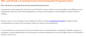 PSY 428 Week 4 Learning Team Environmental Proposal Latest