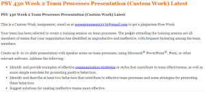 PSY 430 Week 2 Team Processes Presentation (Custom Work) Latest