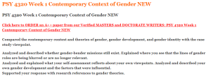 PSY 4320 Week 1 Contemporary Context of Gender NEW