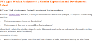 PSY 4320 Week 2 Assignment 2 Gender Expression and Development Latest