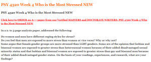 PSY 4320 Week 4 Who is the Most Stressed NEW