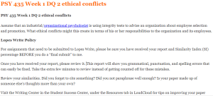 PSY 435 Week 1 DQ 2 ethical conflicts