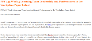 PSY 435 Week 5 Learning Team Leadership and Performance in the Workplace Paper Latest