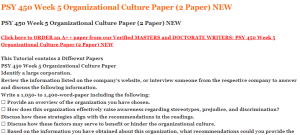 PSY 450 Week 5 Organizational Culture Paper (2 Paper) NEW