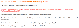 PSY 4540 Week 1  Professional Counseling NEW