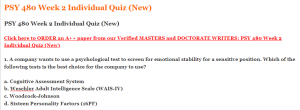 PSY 480 Week 2 Individual Quiz (New)