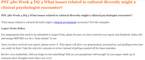 PSY 480 Week 4 DQ 3 What issues related to cultural diversity might a clinical psychologist encounter